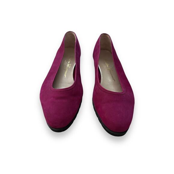 Salvatore Ferragamo Suede Ballet Flats Purple Magenta Size 8 - Picture 4 of 10